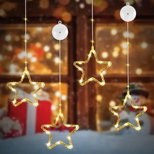 Produktbild: DazSpirit 4 Stück LED Sterne Weihnachtsbeleuchtung (Warmweiß)