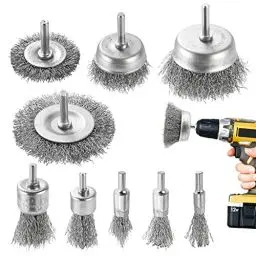 Produktbild: DazSpirit 9-teiliges Drahtbürste Set für Bohrmaschine – Messingbeschichtete Drahtbürsten & Topfbürsten-Set, 1/4 Zoll-Schaft Drahtbürste Messingbürste zum Entfernen von Rost/Korrosion/Farbe