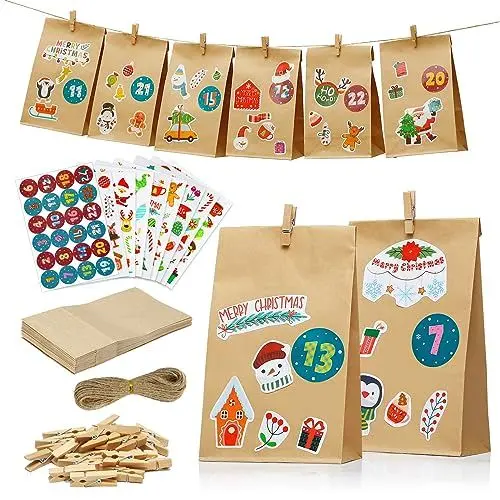 Produktbild: DazSpirit Adventskalender Zum Befüllen, 2024 DIY Adventskalender set Kinder & Erwachsene, Weihnachtskalender Adventskalender zum Selber Befüllen, Adventskalender Füllen mit Adventskalender Tüten