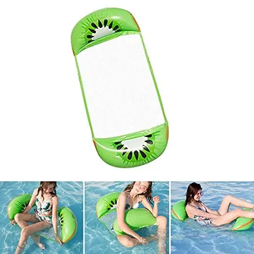 Produktbild: DazSpirit Aufblasbares Schwimmbett, WasserHängematte, 4-in-1 Loungesessel Pool luftmatratze, Pool aufblasbare schwimmende hängematte, tragbarer schwimmmatte, poolsitz für Erwachsene & Kinder (Kiwi)