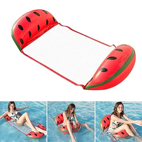 Produktbild: DazSpirit Aufblasbares Schwimmbett, Wasserhängematte 4-in-1 Loungesessel Pool luftmatratze, Pool aufblasbare schwimmende hängematte, tragbarer schwimmmatte für Kinder & Erwachsene (Wassermelone)