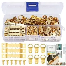 Produktbild: DazSpirit Bilderhaken Bildaufhänger Set (235 Stück) mit D Ringe, Zackenaufhänger & Schrauben, Bilderaufhänger, Bilderrahmen für Haus Büro Foto Bild Malerei Hängen, Bilderbefestigung, Bilder Aufhängen