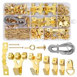 Produktbild: DazSpirit Bilderhaken Bildaufhänger Set (250 Stück) mit Draht, D Ringe, Augen Schraubösen, Zackenaufhänger, Stahl Haken & Nägel für Haus Büro Foto Bild Malerei Hängen, Bilderbefestigung