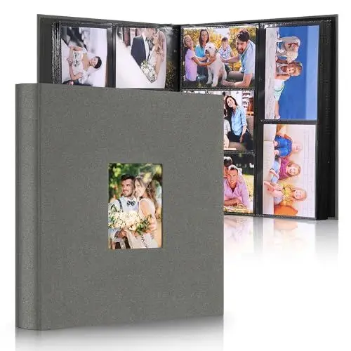 Produktbild: DazSpirit Großes Fotoalbum Einsteckalbum für 600 Fotos (10x15 cm) - Leinenbindung, Personalisierbar, Ideal für Familie, Hochzeiten, Reisen & Baby-Erinnerungen, Fotobuch zum Einstecken, Blau