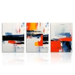 Produktbild: Dazzlewall Abstrakte Wandbilder Moderne Schwarz Blau Rot Leinwand Bilder für Schlafzimmer Wohnzimmer Deko 30x40 cm 3er Set Ohne Rahmen