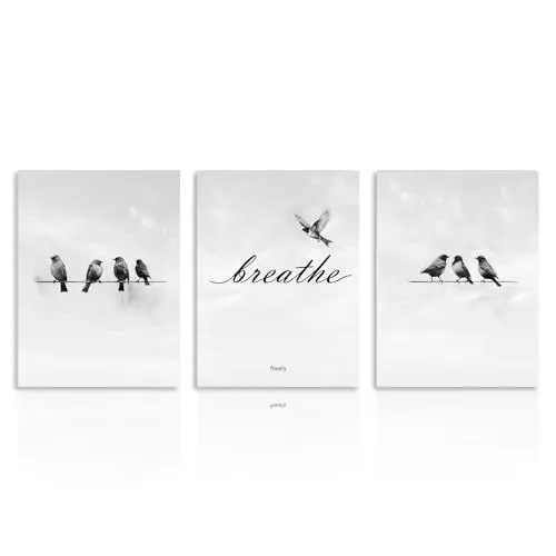 Produktbild: Dazzlewall Schwarze und Weiße Wandbilder Vögel auf Draht, Modernes Minimalistisches Leinwand Bilder für Schlafzimmer Wohnzimmer Deko 30x40 cm 3er Set Ohne Rahmen