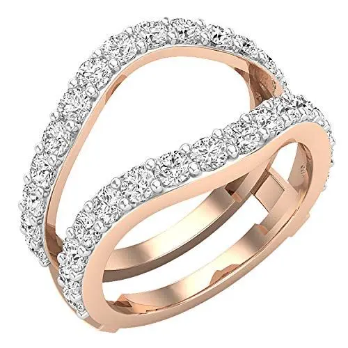 Produktbild: DazzlingRock Collection 1,75 Karat (ctw) runder weißer Diamant Damen Hochzeit Enhancer Guard Doppelring 14 Karat Rotgold Größe 5,5, Roségold Weißer Diamant Rotgold, Weißer Diamant