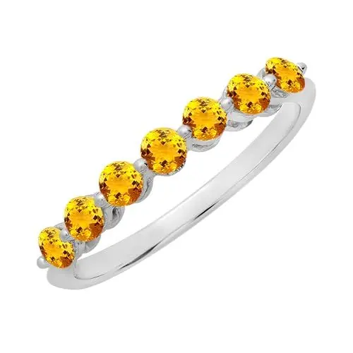 Produktbild: DazzlingRock Collection Women's 10K White Gold Round Citrine 7 Stones Wedding Band Ring (Size 7.5)