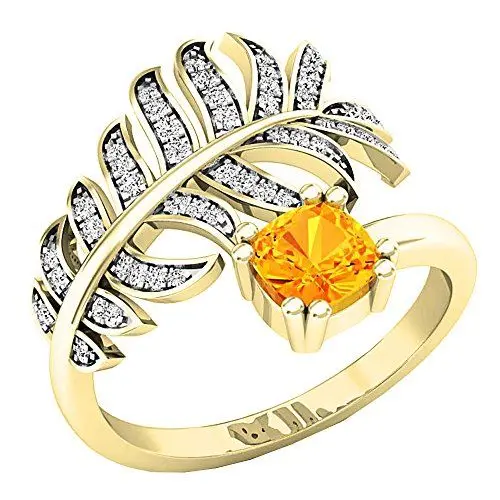 Produktbild: DazzlingRock Collection - 14 Kt Gelbgold Rundschliff Halbmondschliff gelb Leicht Getöntes Weiß/Crystal (J) Citrine Weißer Diamant