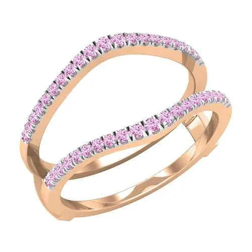 Produktbild: Dazzlingrock Collection Verlobungsring für Damen, runder rosa Saphir, 14 Karat Rotgold, Größe 5,5