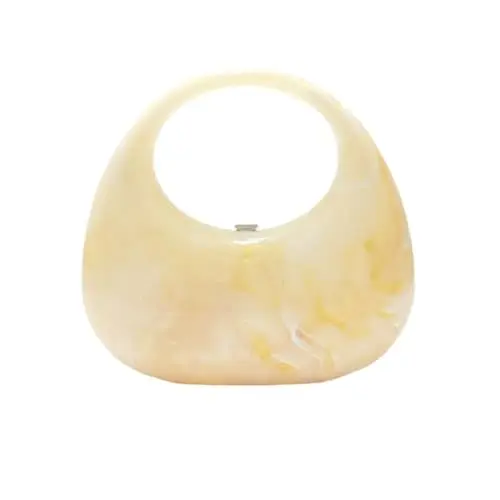 Produktbild: DBromanticArt Women's Acrylic Evening Clutch Purse Small Marbled Handbag Top Handle Moon Bag for Party Wedding Cocktail Ivory