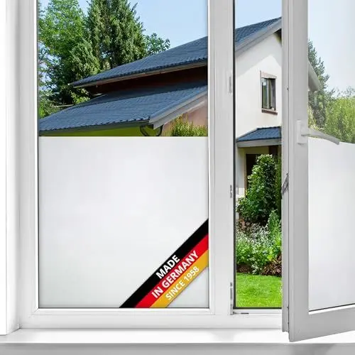Produktbild: d-c-fix Fensterfolie Frost Milchglas statisch selbsthaftend Premium 45 cm x 1,5 m - Milchglasfolie blickdichte Sichtschutzfolie mit UV-Schutz - Sichtschutz für Fenster Folie Klebefolie