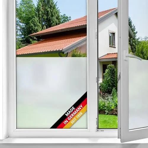 Produktbild: d-c-fix Fensterfolie Opal Milchglas selbstklebend 45 cm x 2 m - Milchglasfolie blickdichte Sichtschutzfolie - Sichtschutz für Badezimmer-Fenster, Küche - Blickschutz Folie Klebefolie Glasfolie