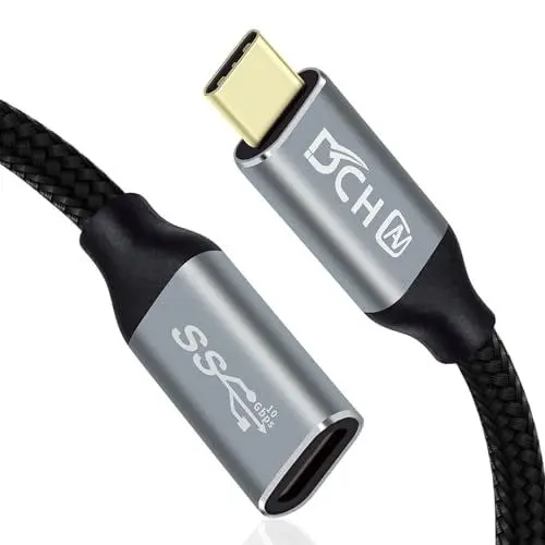 Produktbild: DCHAV 1 m 100 W USBC auf USBC Kabel Stecker auf Buchse 4K Videoausgang 10 Gbit/s Datenübertragung 3.1 Gen 2 PD, 20 V, 5 A, Schnellladung, Typ C auf Typ C, Monitorkabel, Nylon