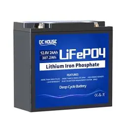 Produktbild: DCHOUSE 12V 24Ah LiFePO4 Akku Lithium-Akku Wiederaufladbare Batterien mit 3000+ Deep Cycle und BMS-Schutz für Wohnmobil, Golfwagen, Rasenmäher, Solar Panel, Kinderauto, Camping