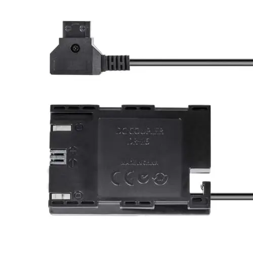Produktbild: DC-Kuppler, Akkuadapter kompatibel mit Canon DR-E6 - ersetzt LP-E6 VP-LPE6 - mit Chip/voll dekodiert - D-TAP V-Mount Anschluss
