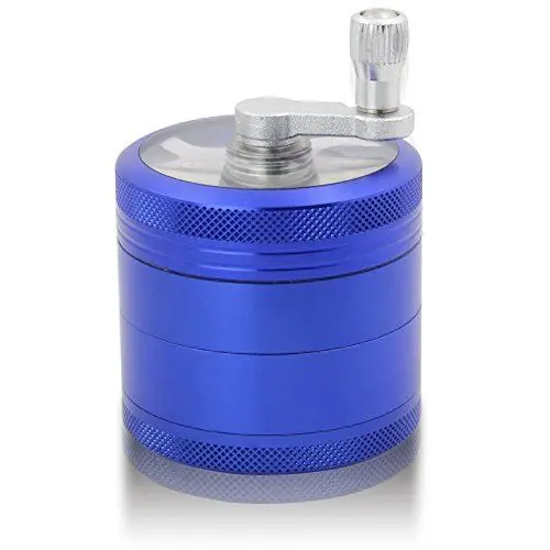 Produktbild: DCOU Handkurbel Premium Mühle unzerbrechlich CNC Aluminium Metall Mahler Schleifer 4 Teile Ø55mm (Blau)