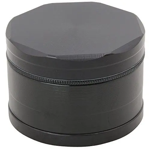 Produktbild: DCOU neue Design Premium Aluminium CNC Pollenfänger Mahler für Schleifer 4-teilig mit Siebgrinder Ø63mm (Schwarz)