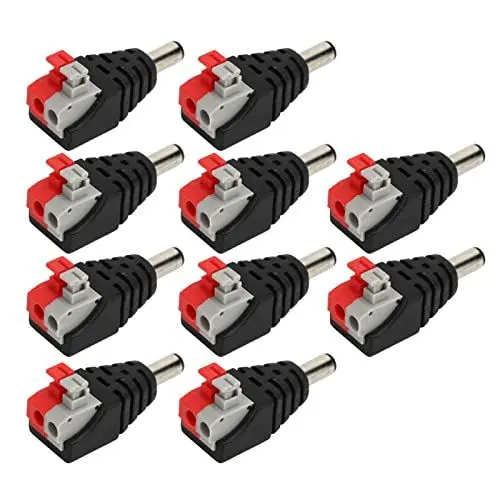 Produktbild: DC-Stromanschluss, 10 Stück, BNC-Stecker, Stromanschluss, Überwachungsvideokamera-Anschluss, RCA-Adapter für LED-Streifen, CCTV, Sicherheit, Koaxialkabel, Drahtenden, AV-Stecker