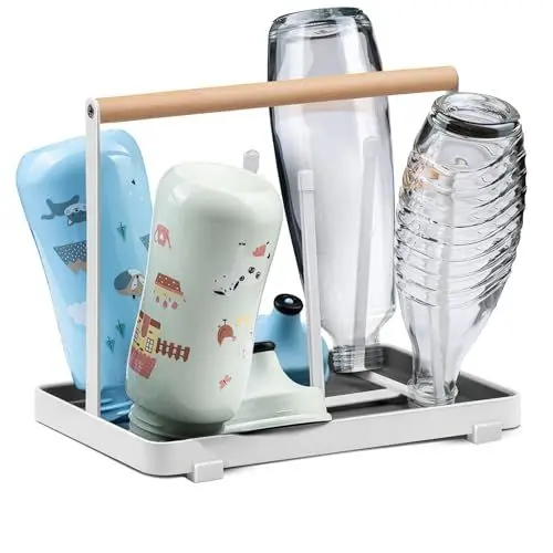 Produktbild: D&D Living® All-in-One Flaschenhalter für SodaStream - Abtropfgestell für Flaschen Aller Art: Duo/Crystal/Easy, Trink- und Babyflaschen - Universal-Trockenständer (Metall, Weiß)