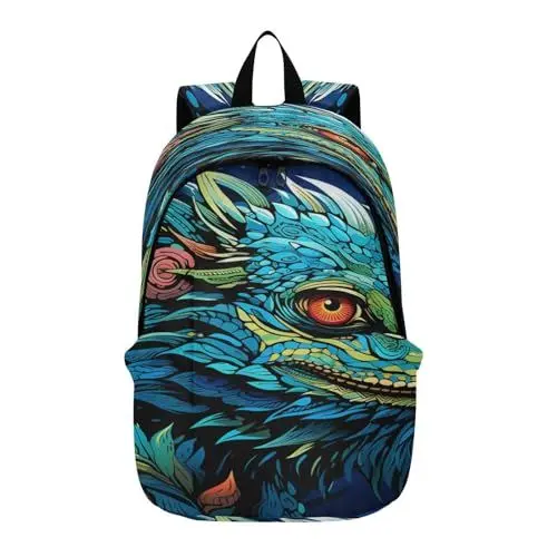 Produktbild: DDDIYEU Cooler Grüner Leguan Wandern Kinderrucksack Büchertasche Leichter Laptop Rucksäcke für Reisen