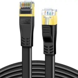 Produktbild: DDMALL Cat 8 Netzwerkkabel 0,5m, Hochgeschwindigkeit 40Gbps 2000MHz SSTP CAT8 Flaches Patchkabel, Gigabit Internet LAN Kabel mit Vergoldetem RJ45 Stecker für Gaming, Modem, Router, PC (0,5m/Schwarz)