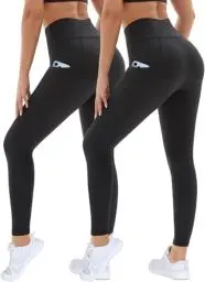 Produktbild: DDOBB 2er Pack Sport Leggings Damen High Waist Sportleggins Damen Lang Mit Taschen Gym Leggings Blickdicht Schwarz Sporthose Elastische Bauchweg Yogahose Fitness Laufhose(Schwarz*2,4XL)