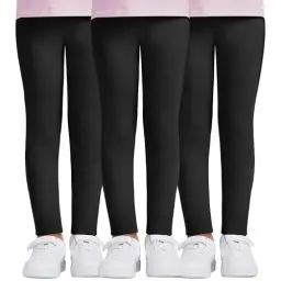 Produktbild: DDOBB 3er Pack Leggings Mädchen High Waist Leggins Kinder Sportleggins Lange Weich Elastisch Basic Sporthose Blickdichte Hose für Tanz Yoga Alltag(Schwarz*3, M=(6-8 Jahre))