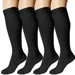 Produktbild: DDOBB 4 Paar Kompressionsstrümpfe Damen und Herren Stützstrümpfe Kompressionssocken Stützsocken Reisestrümpfe für Flug Sport Running Radsport(Schwarz*4, XXL)