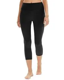 Produktbild: DDOBB Leggings Damen 3/4 Capri Sporthose High Waist Blickdicht Elastisch Kurze für Yogahose Fitness Zuhause Laufhose(A-Schwarz, (DE42-48)=L-XL)