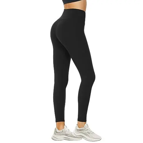 Produktbild: DDOBB Leggings Damen High Waist Sportleggins Lang Schwarz Leggins Blickdicht Bauchweg Sporthose Elastisch Yogahose Gym Festival Outfit(#02-Schwarz, (DE50-52)=XXL)