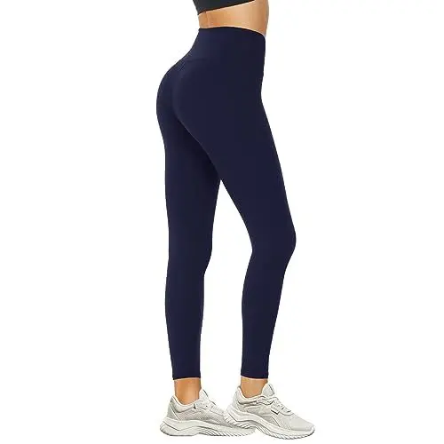 Produktbild: DDOBB Leggings Damen High Waist Sportleggins Lang Schwarz Leggins Blickdicht Bauchweg Sporthose Elastisch Yogahose Gym Festival Outfit(#05-Navy, (DE34-40)=S-M)