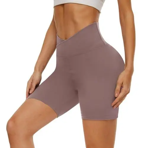 Produktbild: DDOBB Radlerhose Damen Kurze Shorts Sporthose Leggings Blickdicht High Waist Elastisch Unterhosen Fitness Hotpants Sommer Boxershorts(Rosa,L-XL)