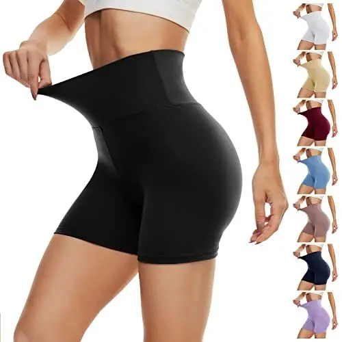 Produktbild: DDOBB Radlerhose Damen Kurze Shorts Sporthose Leggings Blickdicht High Waist Elastisch Unterhosen Fitness Hotpants Sommer Boxershorts(Schwarz,L-XL)