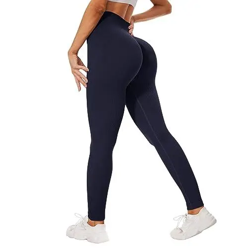 Produktbild: DDOBB Scrunch Leggings Damen Butt Sport Nahtlose Po Push Up Booty High Waist Sportleggins Lang Gym Fitness Leggins Blickdicht Laufhose Dehnbar Yoga Pants(Navy,L-XL)