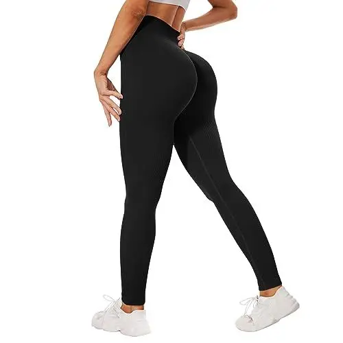 Produktbild: DDOBB Scrunch Leggings Damen Butt Sport Nahtlose Po Push Up Booty High Waist Sportleggins Lang Gym Fitness Leggins Blickdicht Laufhose Dehnbar Yoga Pants(Schwarz,XXL)
