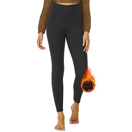 Produktbild: DDOBB Thermo Leggings Damen Gefüttert High Waist Thermoleggins Lang Mit Innenfleece Warm Teddy Sportleggins Strumpfhosen Thermohose Laufhose Winterkeid(A-Schwarz, (DE42-48)=L-XL)