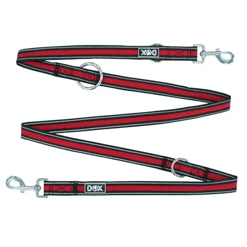 Produktbild: DDOXX Reflektierende Leine für Hunde, mit Air-Mesh - 2m, 3-Fach verstellbar, bissfest - Hundeführleine für alle Hundegrößen - M (Rot) - 2 x 200 cm
