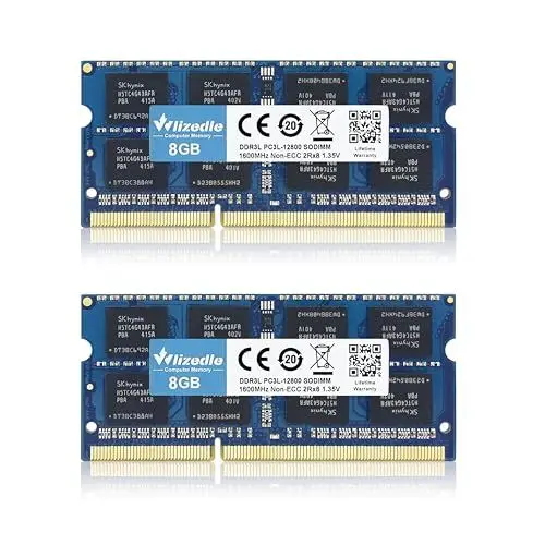 Produktbild: Wlizedle 16GB Kit (2x8GB) DDR3/DDR3L RAM Laptop Memory 1600MHz CL11 SODIMM, Notebook Arbeitsspeicher PC3-12800 / PC3L-12800 204-Pin 1,35V/1,5V Non-ECC Pc Speicher Upgrade für Ultrabook, Blau