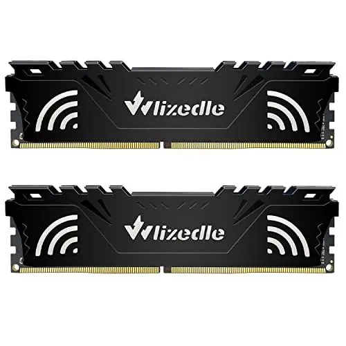 Produktbild: Wlizedle DDR4 3200MHz XMP 2.0 Desktop Memory RAM 16GB Kit (2x8GB) CL16 U-DIMM PC Computer Arbeitsspeicher PC4-25600 288-Pin 1.35V Non-ECC 1Rx8 Upgrade Desktop Speicher für Heimcomputer, Schwarz