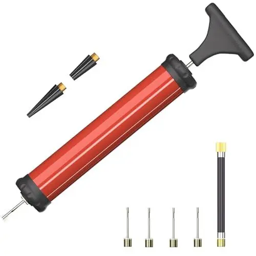 Produktbild: DDUO Tragbare Ballpumpe, Luftpumpe mit Nadel, Düse, Verlängerungsschlauch für Basketbälle, Fußball, Volleyball, Wasserball, Rugby, Übung, aufblasbare Bälle