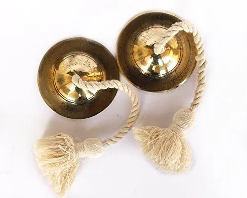Produktbild: De Kulture Handmade Pure Brass Manjeera Percussion Instrument Indian Cymbal Clapper Bell For Religious Ceremonies Bhajans Healing Yoga Meditation, 3X1 (DH) Inches