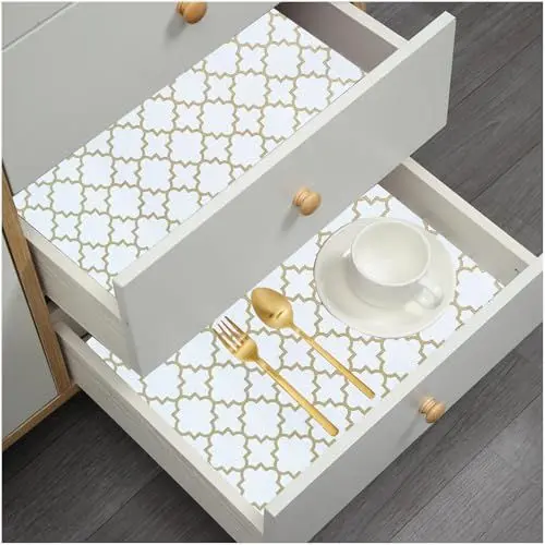 Produktbild: Deabevn Schubladenmatte Antirutschmatte Küche PVC Nicht Adhäsive wasserdichte Dauerhafte Cuttable Für Schränke, Regal, Schublade 30 * 300cm