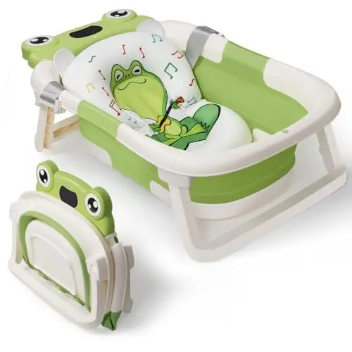 Produktbild: DEANIC Faltbare Baby Badewanne, Babybadewanne Neugeborene von 0-24 Monaten Geeignet, Portable Baby Bathtub Nimmt Keinen Platz Weg, Baby Wanne (Grün)
