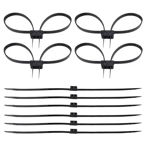 Produktbild: DEANKEJI 10 Stück Kabelbinder Lang, Doppelverrieagelung Einweghandschellen, 700mm × 12mm Nylon Nabelbinder Set, Zerreißfestigkeit Schwarz Kabelbinder für Werkstätten, Kabelmanagement,Gartenarbeit