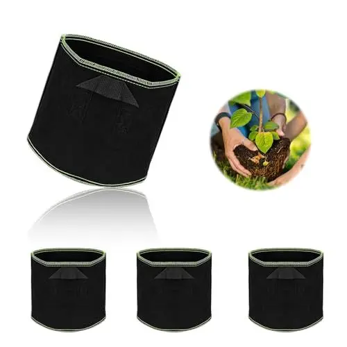 Produktbild: DEANKEJI 4 Stück 11L Großes Pflanzentopf, Flower Pot, Durchmesser 25 × Hoch 22 cm Stofftöpfe, für Pflanzen Gemüse Tomaten Blumen