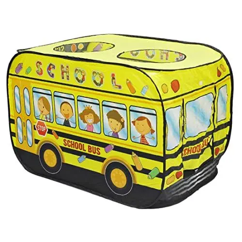 Produktbild: deAO Faltbares Spielzelt für Kinder im Schulbus, Pop Up Zelt Kinder Großartiges Geschenk für den Innen- und Außenbereich. Ideal Kinderzelt für Mädchen& Jungen im Alter von 3, 4, 5+ Jahren (Gelb)