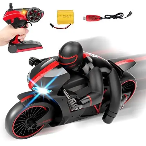 Produktbild: deAO Ferngesteuertes Auto Rennmotorrad Grand Prix mit Fernbedienung,Doppelseitige Rotation 2,4 GHz Ferngesteuertes Auto für Kinder (Schwarz Rot)