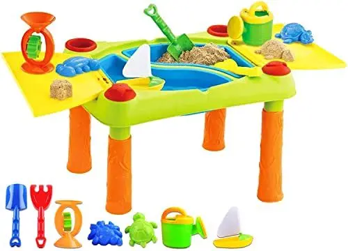 Produktbild: deAO Wasserspieltisch für Kinder, Outdoor & Indoor Kunststoff Wasserspielzeug mit Sandkasten Spielzeug Sicherheit & Kreativität, Multifunktional & Einfach zu Montieren,100 x 48 x 46 Centimeters