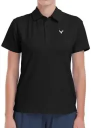 Produktbild: DEARCASE Damen Polo Shirts Kurzarm Quick Dry Tennis Golf T-Shirts Atmungsaktive Sport Workout Gym Tops, Large Black